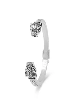 Nialaya Men's Panther Bangle In Silver
