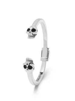 Nialaya Men's Silver Skull Bangle