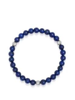 Nialaya 6mm Lapis Lazuli Bracelet With Silver Balls