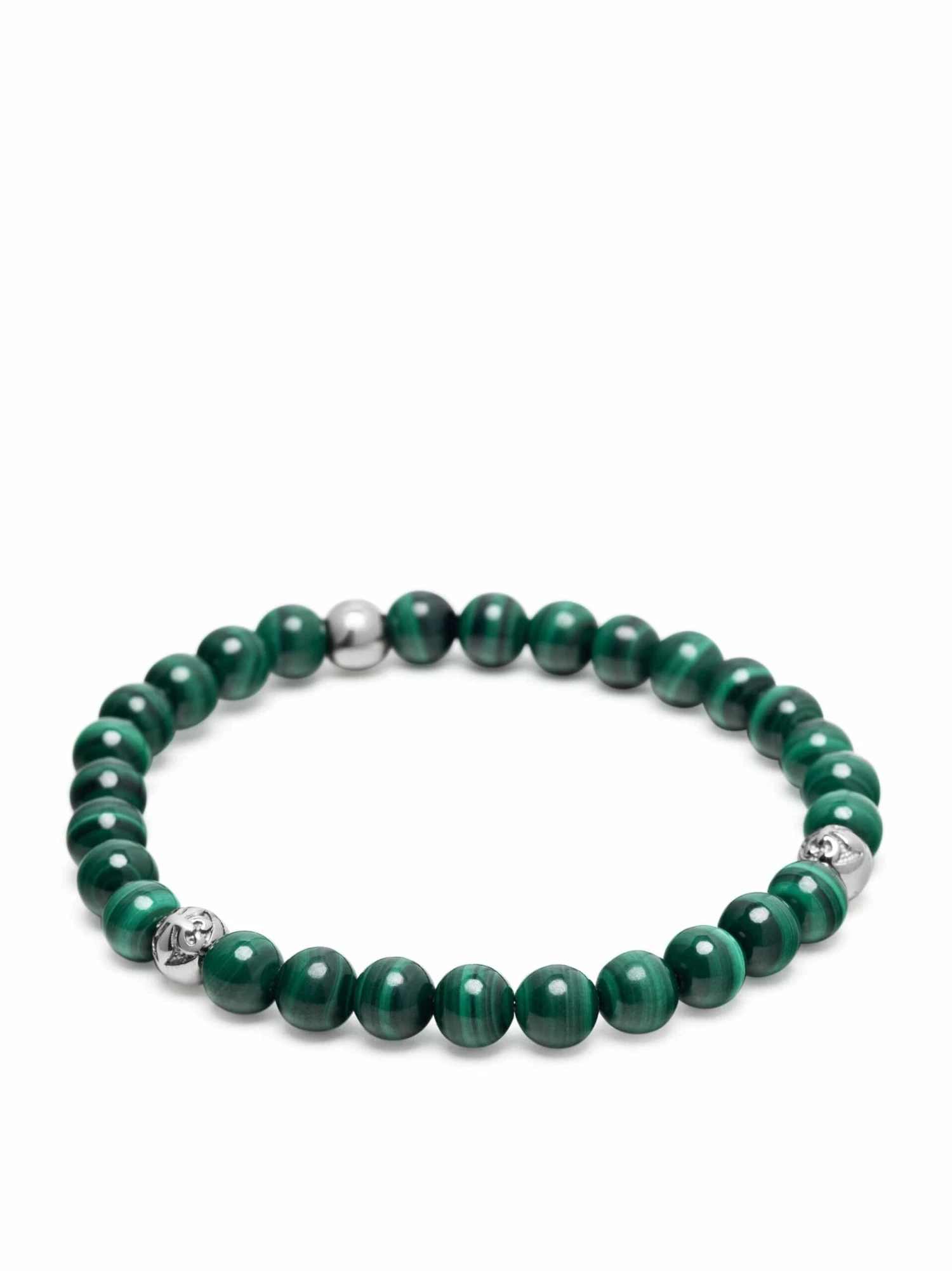 Nialaya 6mm Green Malachite Bracelet With Silver Balls 3 Nialaya 6mm Green Malachite Bracelet With Silver Balls - Image 3