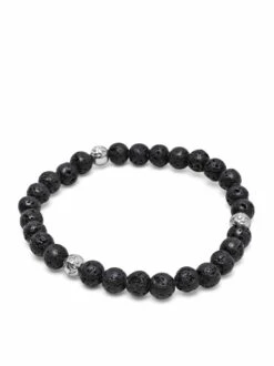 Nialaya 6mm Lava Stone Bracelet With Silver Balls -Nialaya Jewelry Store nialaya men s beaded bracelet 6mm lava stone bracelet with silver balls 6mm lava stone bracelet with silver balls 30922077536328