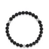 Nialaya 6mm Matte Black Onyx Bracelet With Silver Balls