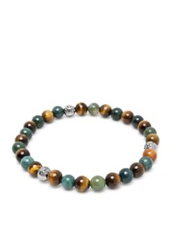 Nialaya 6mm Tiger Eye And Aquatic Agate Bracelet With Silver Balls -Nialaya Jewelry Store nialaya men s beaded bracelet 6mm tiger eye and aquatic agate bracelet with silver balls 6mm tiger eye and aquatic agate bracelet with silver balls 30922082943048