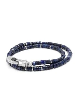 Nialaya Blue Lapis Heishi Wrap Bracelet