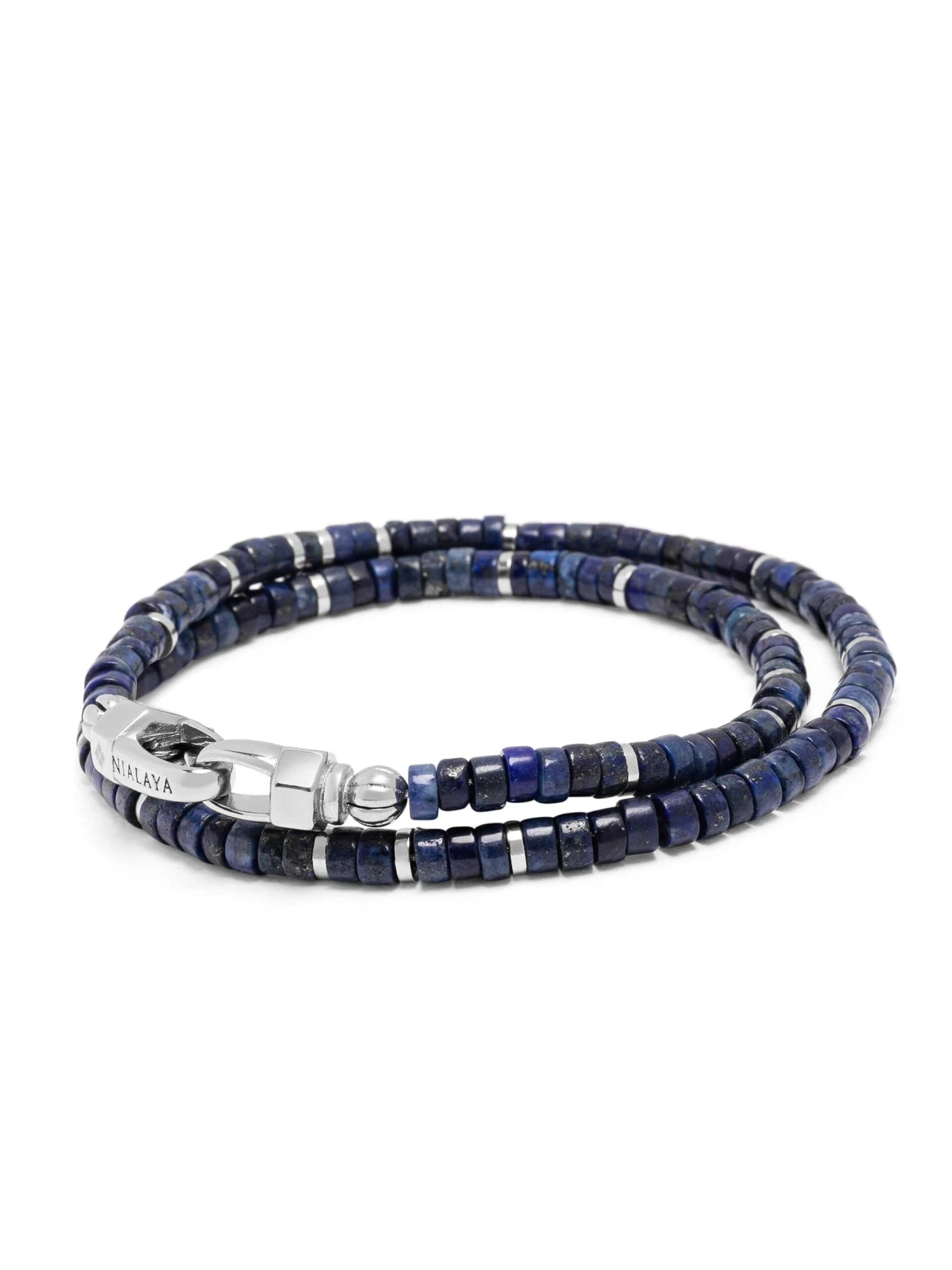 Nialaya Blue Lapis Heishi Wrap Bracelet 1 Nialaya Blue Lapis Heishi Wrap Bracelet