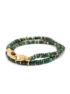 Nialaya Dark Green Malachite Heishi Wrap Bracelet
