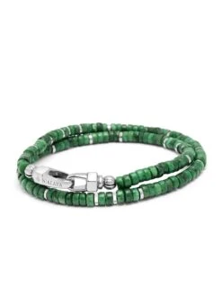 Nialaya Green Malachite Heishi Wrap Bracelet