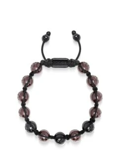 Nialaya Men's Beaded Bracelet With Black & Burgundy Ceramic Balls