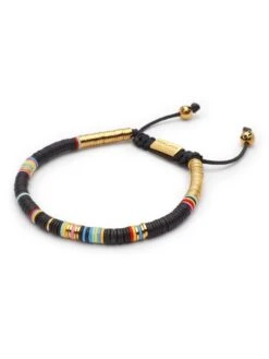 Nialaya Men's Beaded Bracelet With Black Disc Beads And Gold -Nialaya Jewelry Store nialaya men s beaded bracelet men s beaded bracelet with black disc beads and gold 17950956650568