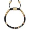 Nialaya Men's Beaded Bracelet With Black Disc Beads And Gold