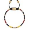 Nialaya Men's Beaded Bracelet With Black, Yellow And Red Mini Disc Beads