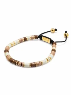 Nialaya Men's Beaded Bracelet With Brown, Beige And Gold Disc Beads 6 Nialaya Men's Beaded Bracelet With Brown, Beige And Gold Disc Beads -Nialaya Jewelry Store nialaya men s beaded bracelet men s beaded bracelet with brown beige and gold disc beads 30493766811720