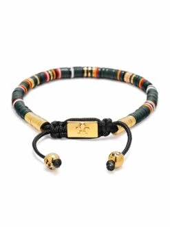 Nialaya Men's Beaded Bracelet With Dark Green And Gold Disc Beads 7 Nialaya Men's Beaded Bracelet With Dark Green And Gold Disc Beads -Nialaya Jewelry Store nialaya men s beaded bracelet men s beaded bracelet with dark green and gold disc beads 30493773201480