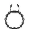 Nialaya Men's Beaded Bracelet With Glossy Black Ceramic & CZ Beads