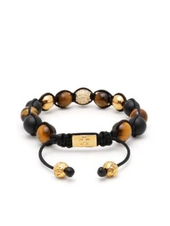 Nialaya Men's Beaded Bracelet With Gold, CZ Diamond, Matte Onyx, And Brown Tiger Eye -Nialaya Jewelry Store nialaya men s beaded bracelet men s beaded bracelet with gold cz diamond matte onyx and brown tiger eye 29016197595208