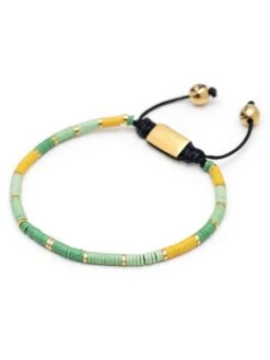 Nialaya Men's Beaded Bracelet With Green Mini Disc Beads -Nialaya Jewelry Store nialaya men s beaded bracelet men s beaded bracelet with green mini disc beads 29775496872008