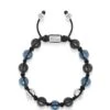 Nialaya Men's Beaded Bracelet With Matte Black, Blue Ceramic & Silver Balls