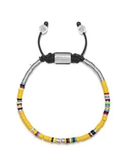 Nialaya Men's Beaded Bracelet With Yellow Mini Disc Beads