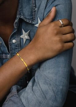 Nialaya Men's Beaded Bracelet With Yellow Mini Disc Beads -Nialaya Jewelry Store nialaya men s beaded bracelet men s beaded bracelet with yellow mini disc beads 18495790448712