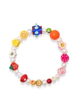 Nialaya Women's Berry Pearl Bracelet With Assorted Beads