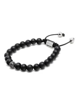Nialaya Men's Black Diamond Beaded Bracelet With Matte Onyx -Nialaya Jewelry Store nialaya men s beaded bracelet men s black diamond beaded bracelet with matte onyx men s 14k gold collection black diamond pave ball matte onyx 30444332974152