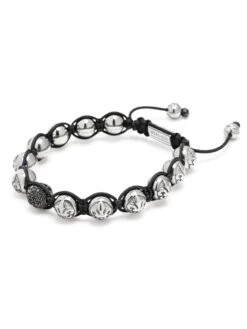 Nialaya Men's Black Diamond Beaded Bracelet With Sterling Silver Beads -Nialaya Jewelry Store nialaya men s beaded bracelet men s black diamond beaded bracelet with sterling silver beads 30442972807240