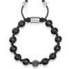 Nialaya Men's Black Diamond Beaded Bracelet With Matte Onyx And Sterling Silver
