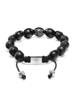 Nialaya Men's Black Diamond Beaded Bracelet With Matte Onyx And Sterling Silver 7 Nialaya Men's Black Diamond Beaded Bracelet With Matte Onyx And Sterling Silver -Nialaya Jewelry Store nialaya men s beaded bracelet men s black diamond beaded bracelet with turquoise and sterling silver 30442915037256