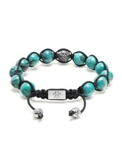 Nialaya Men's Black Diamond Beaded Bracelet With Turquoise And Sterling Silver -Nialaya Jewelry Store nialaya men s beaded bracelet men s black diamond beaded bracelet with turquoise and sterling silver 30442941612104
