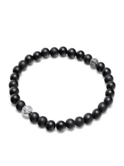 Nialaya Men's Black Diamond Wristband With Onyx -Nialaya Jewelry Store nialaya men s beaded bracelet men s black diamond wristband with onyx 30444342444104