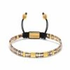 Nialaya Men's Bracelet With Marbled Amber And Gold Miyuki Tila Beads