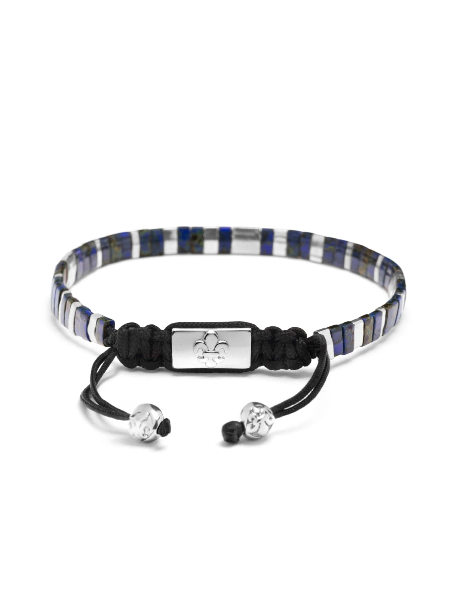 Nialaya Men's Bracelet With Marbled Blue And Silver Miyuki Tila Beads 4 Nialaya Men's Bracelet With Marbled Blue And Silver Miyuki Tila Beads - Image 4
