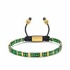 Nialaya Men's Bracelet With Marbled Green And Gold Miyuki Tila Beads