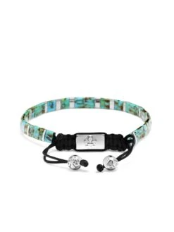 Nialaya Men's Bracelet With Marbled Turquoise And Silver Miyuki Tila Beads 7 Nialaya Men's Bracelet With Marbled Turquoise And Silver Miyuki Tila Beads -Nialaya Jewelry Store nialaya men s beaded bracelet men s bracelet with marbled turquoise and silver miyuki tila beads 30176103333960