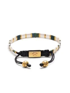 Nialaya Men's Bracelet With White, Patina Green And Gold Miyuki Tila Beads -Nialaya Jewelry Store nialaya men s beaded bracelet men s bracelet with white patina green and gold miyuki tila beads 30176095043656
