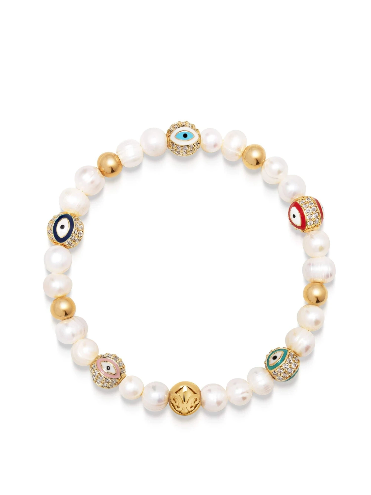 Nialaya Men's Evil Eye Pearl Bracelet 1 Nialaya Men's Evil Eye Pearl Bracelet