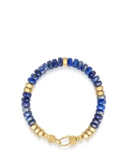 Nialaya Men's Hexagon Beaded Bracelet With Blue Lapis And Gold
