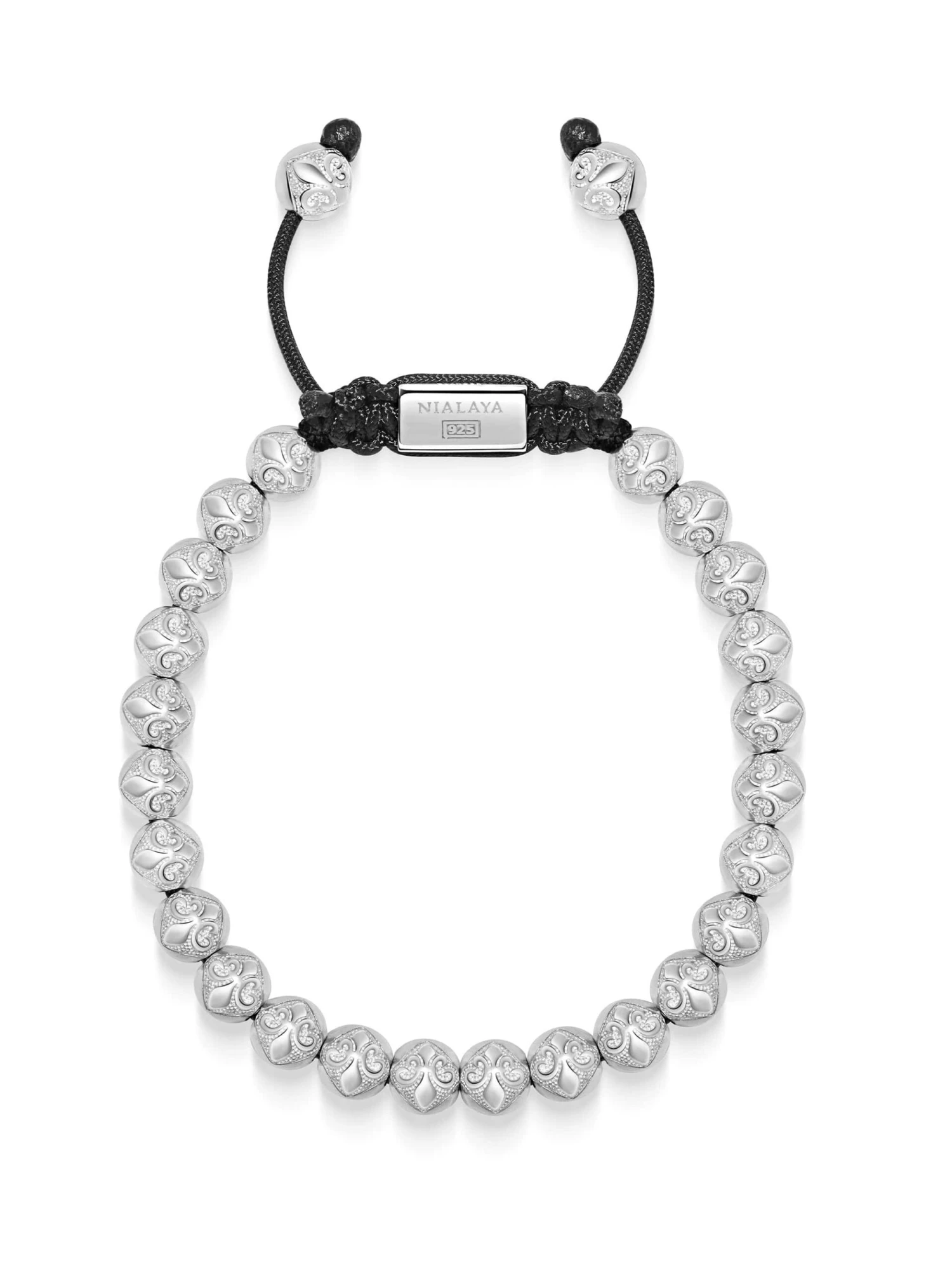 Nialaya Men's Beaded Bracelet With Sterling Silver Beads 1 Nialaya Men's Beaded Bracelet With Sterling Silver Beads