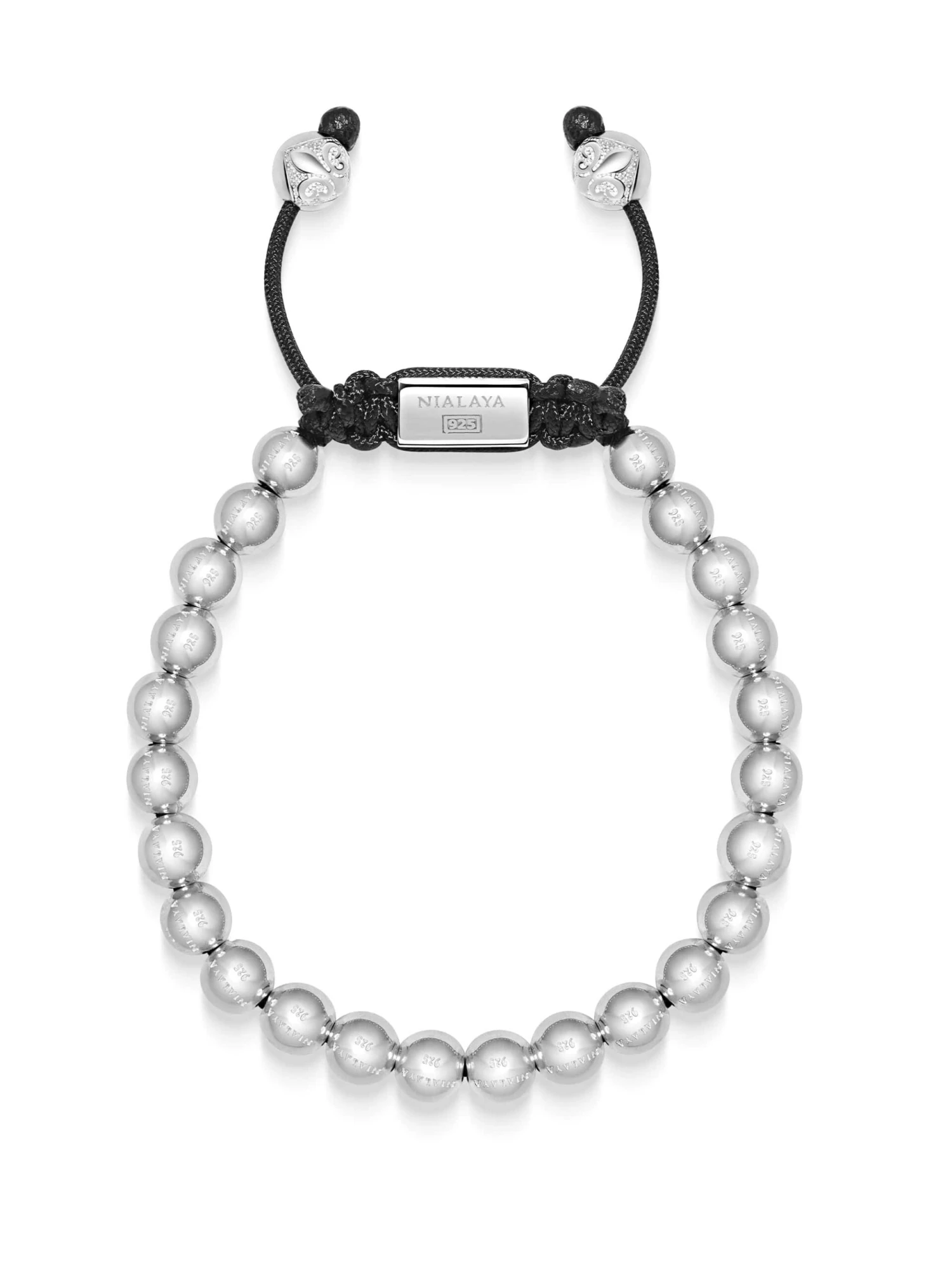 Nialaya Men's Beaded Bracelet With Sterling Silver Beads 4 Nialaya Men's Beaded Bracelet With Sterling Silver Beads - Image 4