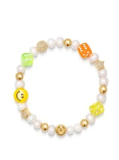 Nialaya Men's Pair Of Dice Pearl Bracelet