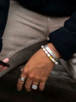 Nialaya Men's Smiley Face Pearl Bracelet -Nialaya Jewelry Store nialaya men s beaded bracelet men s smiley face pearl bracelet 30435279306824