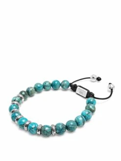 Nialaya Men's Sterling Silver Beaded Bracelet With Turquoise -Nialaya Jewelry Store nialaya men s beaded bracelet men s sterling silver beaded bracelet with turquoise men s sterling silver beaded bracelet with turquoise 1160763878