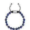 Nialaya Men's Sterling Silver Faceted Beaded Bracelet With Lapis Lazuli