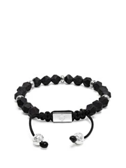 Nialaya Men's Sterling Silver Faceted Beaded Bracelet With Matte Black Onyx -Nialaya Jewelry Store nialaya men s beaded bracelet men s sterling silver faceted beaded bracelet with matte black onyx men s sterling silver faceted beaded bracelet with matte black onyx 1160763889