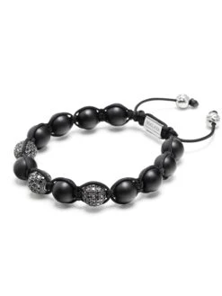 Nialaya Men's Trio Black Diamond Beaded Bracelet With Matte Onyx And Sterling Silver -Nialaya Jewelry Store nialaya men s beaded bracelet men s trio black diamond beaded bracelet with matte onyx and sterling silver 30442939351112