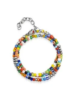 Nialaya Multicolor Trifocal Beaded Wrap Bracelet