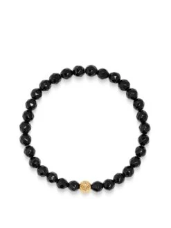 Nialaya Men's Wristband With Agate And Gold