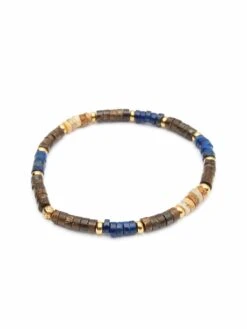 Nialaya Men's Wristband With Blue Lapis, Jasper, Gold, And Coconut Heishi Beads 9 Nialaya Men's Wristband With Blue Lapis, Jasper, Gold, And Coconut Heishi Beads -Nialaya Jewelry Store nialaya men s beaded bracelet men s wristband with blue lapis jasper gold and coconut heishi beads 18493199122504