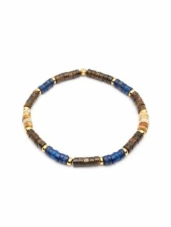 Nialaya Men's Wristband With Blue Lapis, Jasper, Gold, And Coconut Heishi Beads 10 Nialaya Men's Wristband With Blue Lapis, Jasper, Gold, And Coconut Heishi Beads -Nialaya Jewelry Store nialaya men s beaded bracelet men s wristband with blue lapis jasper gold and coconut heishi beads 18493199286344