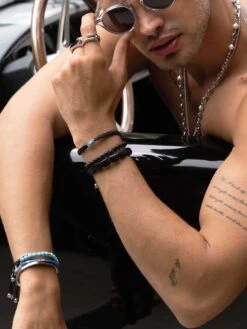 Nialaya Men's Wristband With Matte Onyx And Black CZ Diamond -Nialaya Jewelry Store nialaya men s beaded bracelet men s wristband with matte onyx and black cz diamond 30436663394376